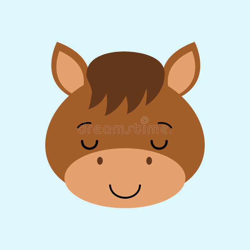 Farm animals. Illustration of cute sleeping Horse. Flat style vector illustration Farm animals. Illustration of cute sleeping Horse. Flat style vector illustration
