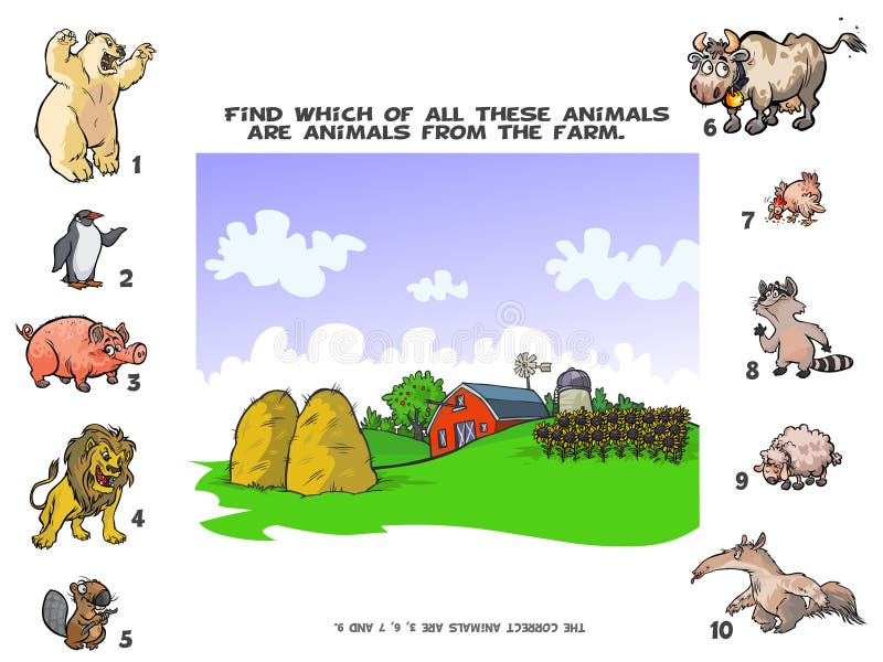 Farm Animals Quiz. stock illustration. Illustration of test - 58806298