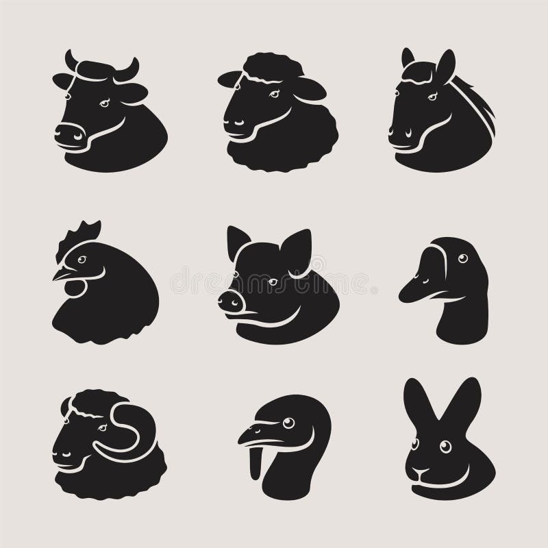 Farm animals set. Vector royalty free illustration