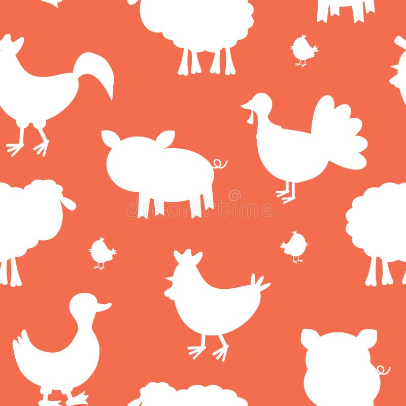 Farm animals silhouettes pattern stock illustration