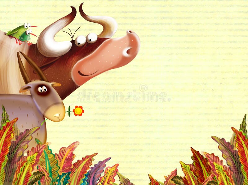 Farm Background with Animals Stock Illustration - Illustration of  character, cattle: 25332211