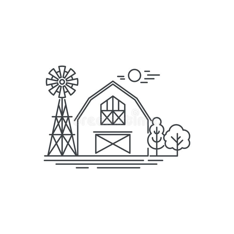 Farm barn line icon. Outline illustration of horse barn vector linear design isolated on white background. Farm logo