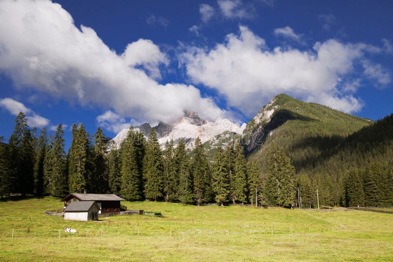 Farm in Dolomites stock photo. Image of rural, nature 117677842