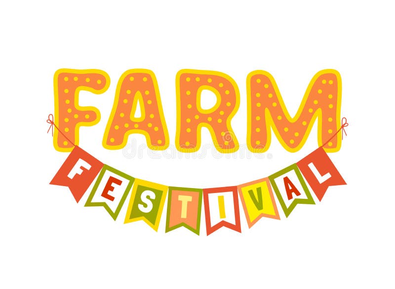 Farm Festival Simple Flat Color Typography Poster Stock Vector