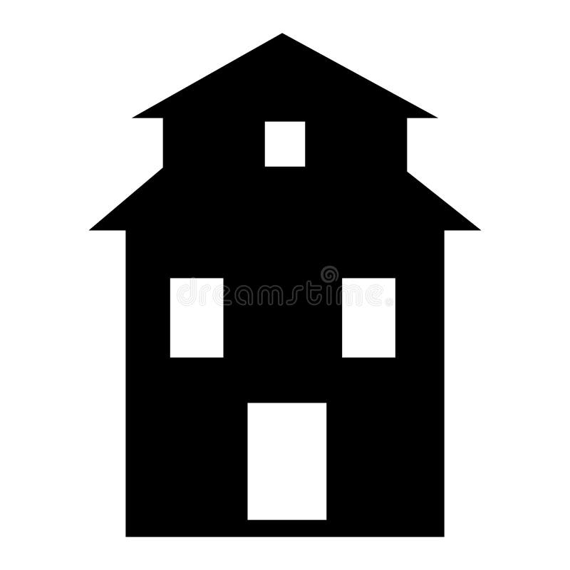 Farm House on Field Icon, Outline Style Stock Vector - Illustration of ...