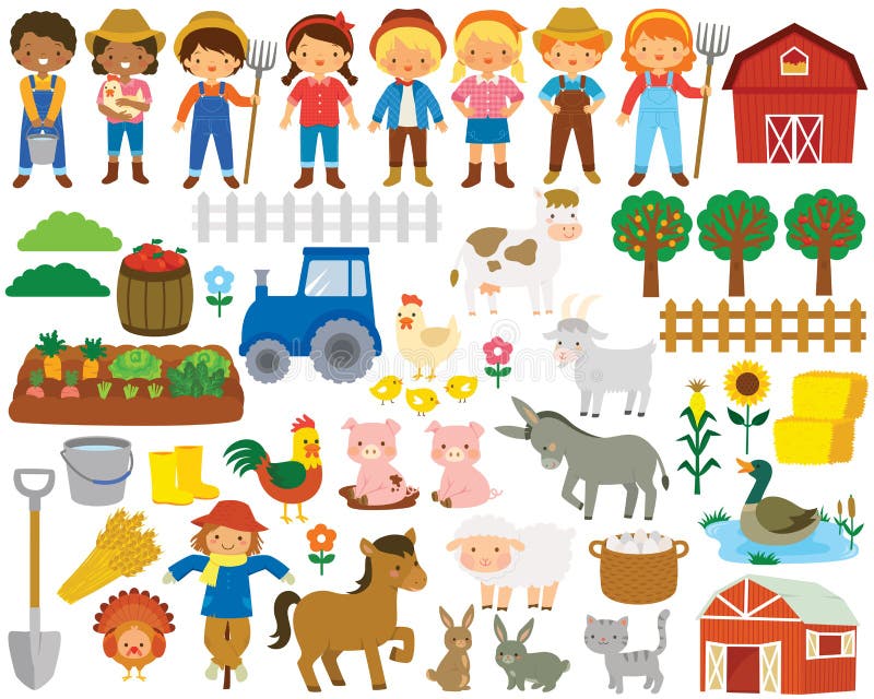 Farm life clipart set