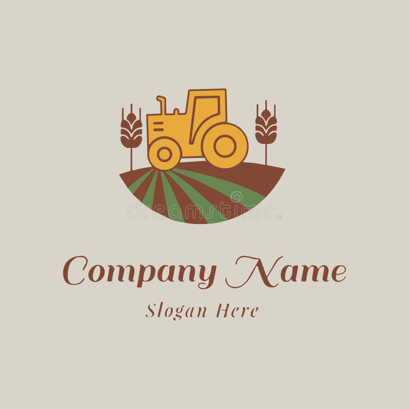 Farm Logo. Template with Farm Landscape Stock Vector - Illustration of ...
