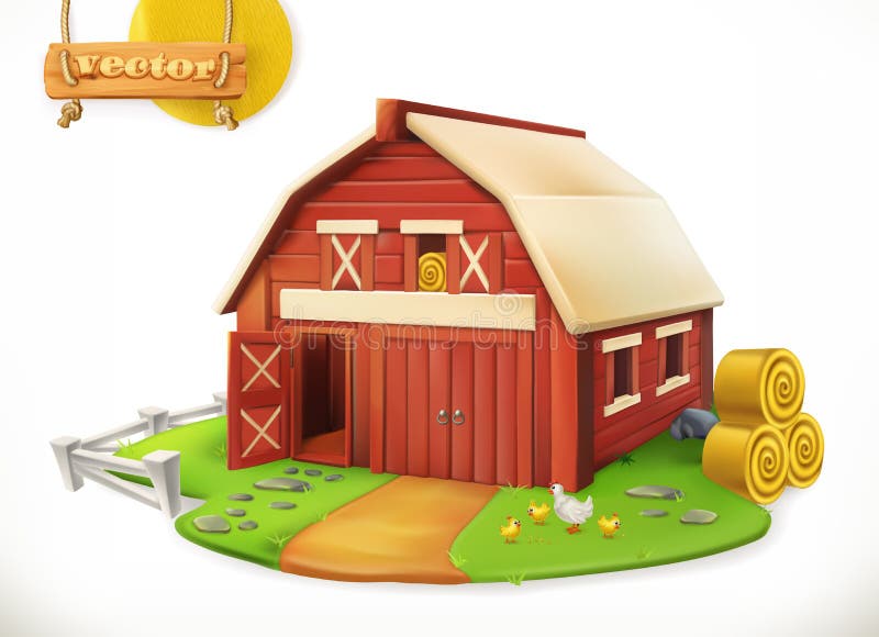 Farm. Red garden shed, vector icon vector illustration Farm. Red garden shed, vector icon vector illustration
