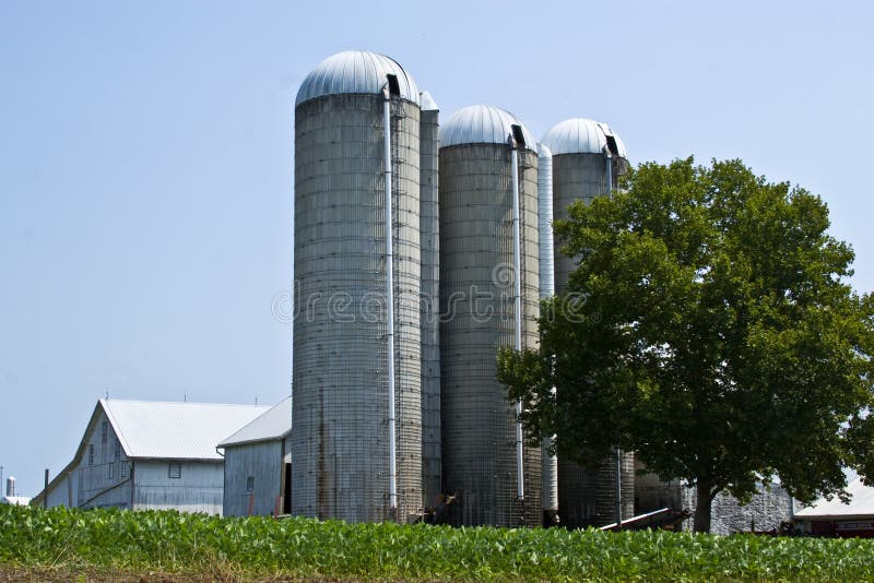 Farm Silos stock image. Image of farm, buildings, fields 7249143