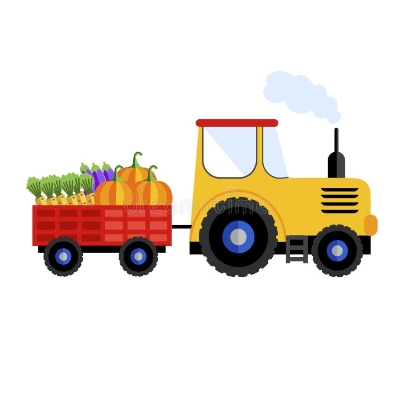 Farm tractor on white background, icon. vector illustration