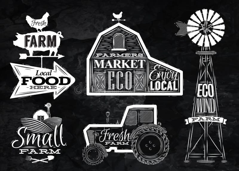 Farm vintage chalk stock vector. Illustration of grunge 