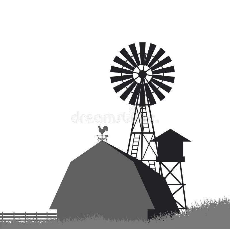Farm windmill, barn fence, house field. Farm windmill, barn fence, house field.