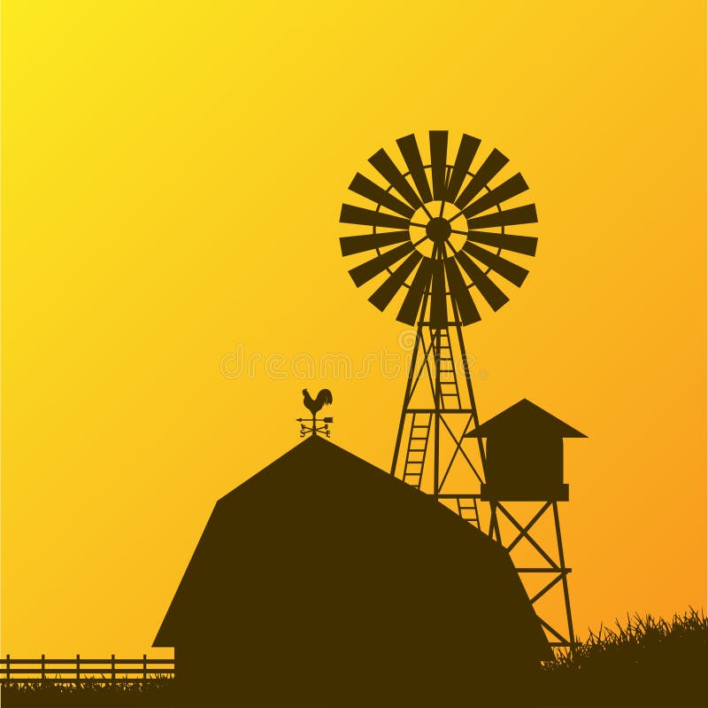 Farm windmill, barn fence, house field. Farm windmill, barn fence, house field.