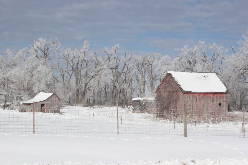 Farm after a winter frost stock photo. Image of frost 10519736