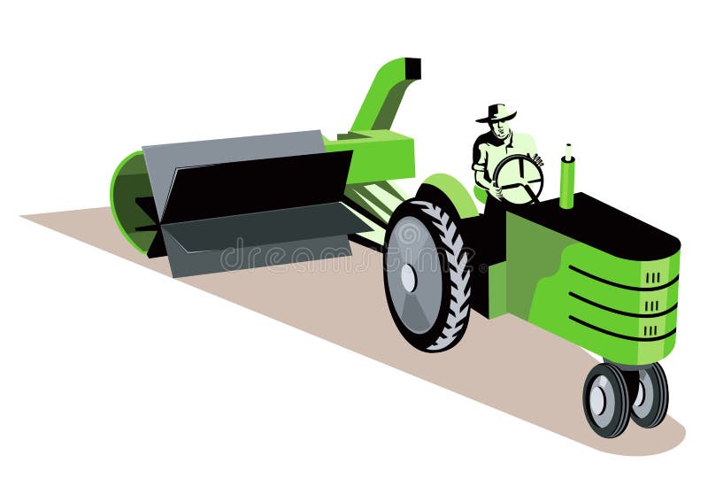 Farmer driving his tractor stock illustration Farmer driving his tractor stock illustration