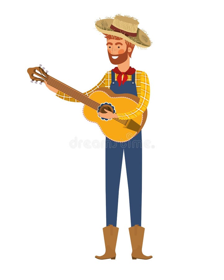 Farmer Man with Musical Instrument Stock Vector - Illustration of boots ...