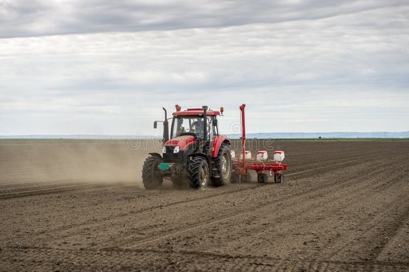 Sowing Crops at Agricultural Fields in Spring Stock Image Image of
