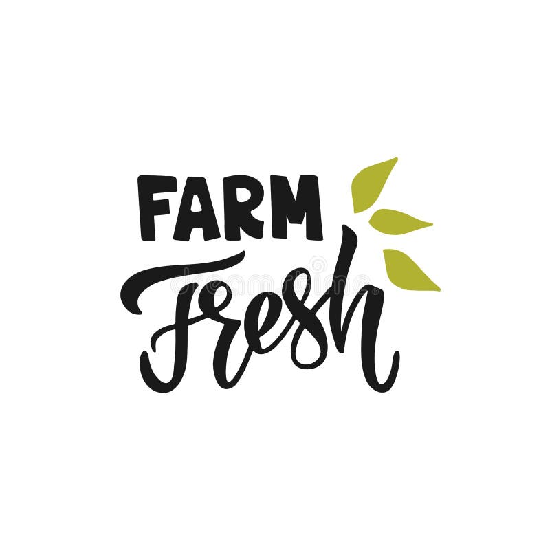 Vector Hand Drawn Logo Fresh Farm. Lettering Logo Agriculture An Stock ...