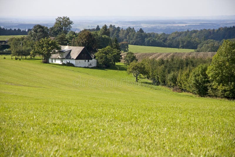 Farmhouse in green fields