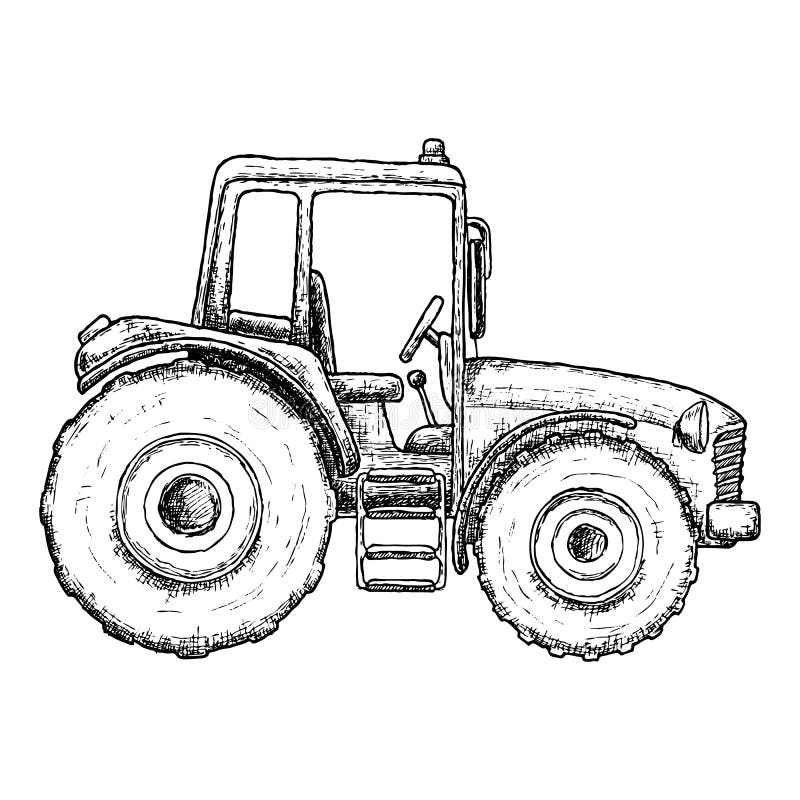 Farming tractor sketch stock vector. Illustration of land 97522242