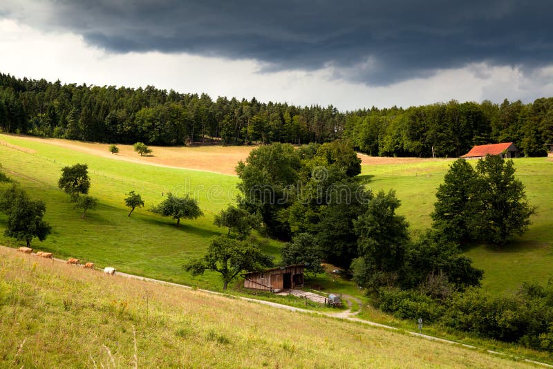 Farmland in Bavaria stock photo. Image of mountains, weather 25990044