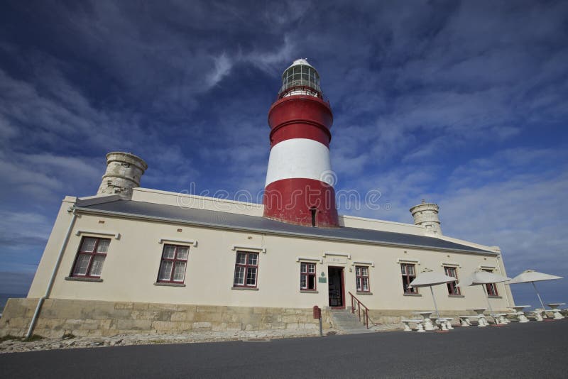 The Cape Agulhas lighthouse is situated at the southern most tip of Africa, built in the 1848. The lighthouse was built in homage to the Pharos of Alexandria – one of the 7 Wonders of the Ancient World. Cape Agulhas is the geographic southern tip of the African continent and dividing point between the Atlantic and Indian oceans (South Africa). The Cape Agulhas lighthouse is situated at the southern most tip of Africa, built in the 1848. The lighthouse was built in homage to the Pharos of Alexandria – one of the 7 Wonders of the Ancient World. Cape Agulhas is the geographic southern tip of the African continent and dividing point between the Atlantic and Indian oceans (South Africa).