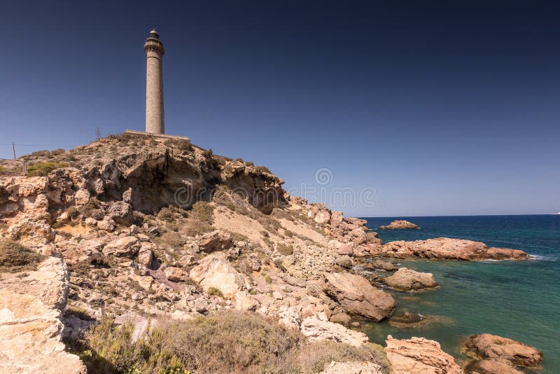 Faro Cabo De Palos - Old Lighthouse in La Manga Stock Image - Image of ...