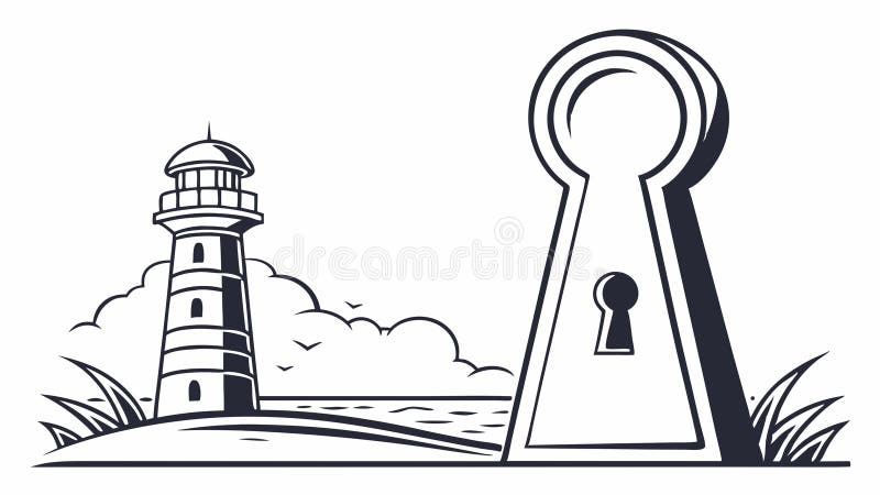 Faro e Keyhole Guidance Symbol di accesso Symbol di Vettore Generative AI illustrazione vettoriale
