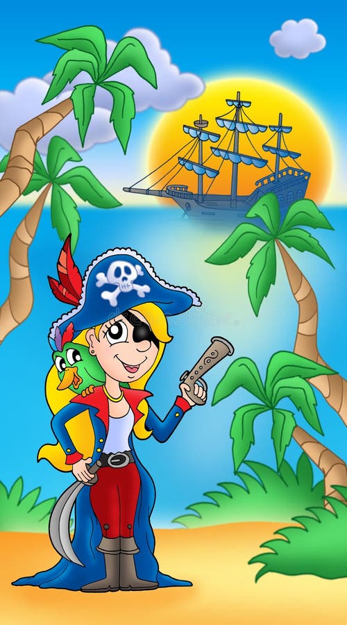 fartygpapegojan piratkopierar kvinnan vektor illustrationer fartygpapegojan piratkopierar kvinnan vektor illustrationer