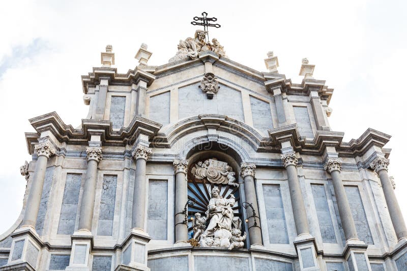 Facade of Saint Agatha Cathedral in Catania city, Sicily, Italy. Facade of Saint Agatha Cathedral in Catania city, Sicily, Italy
