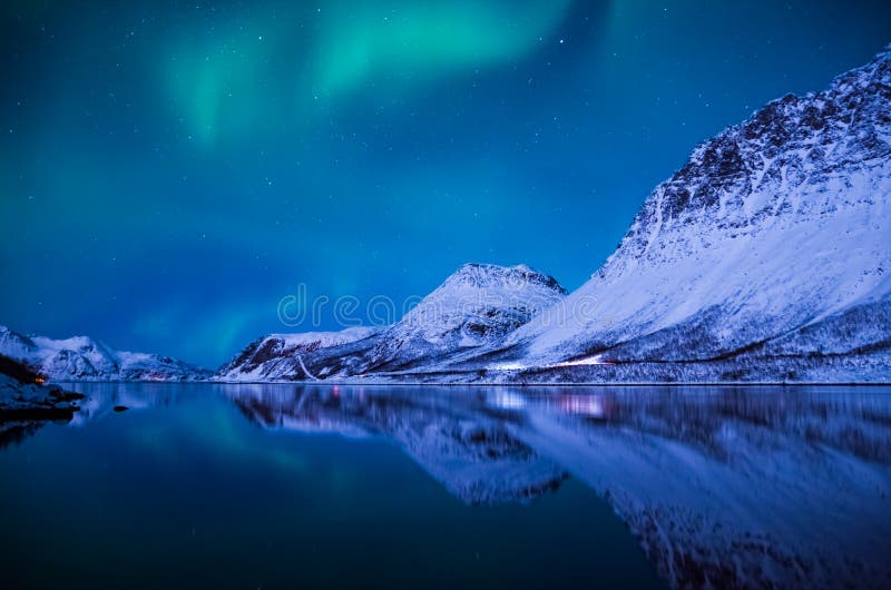 Fascinating Aurora borealis over Grotfjord