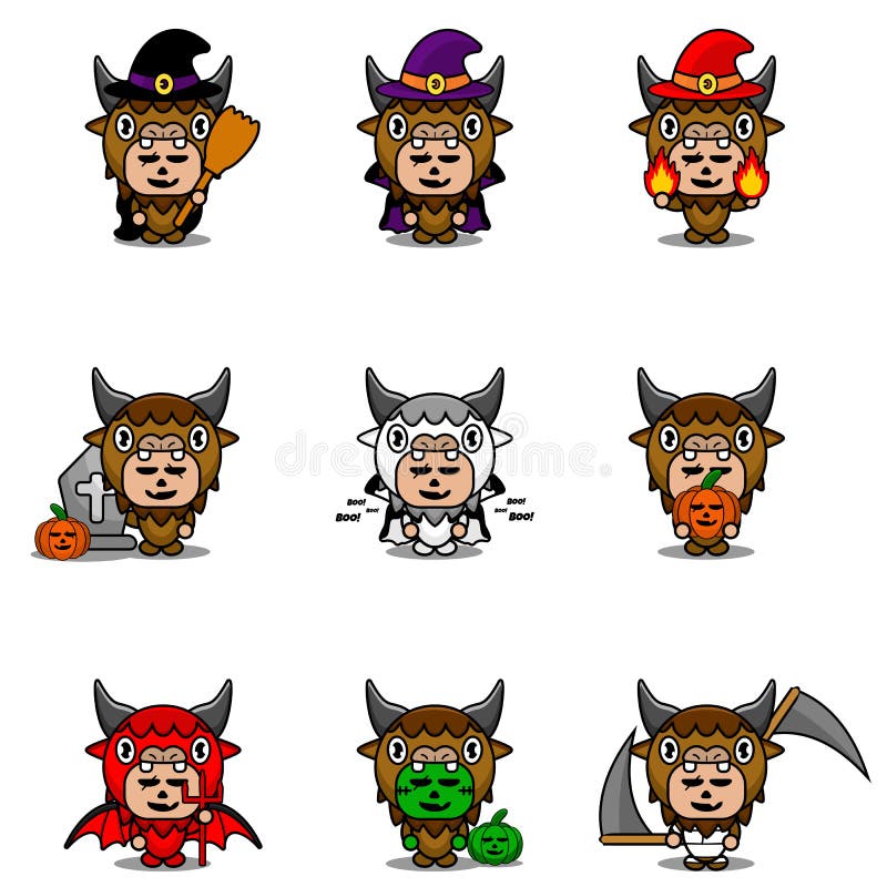 Fascio di mascotte di alloween bison illustrazione vettoriale