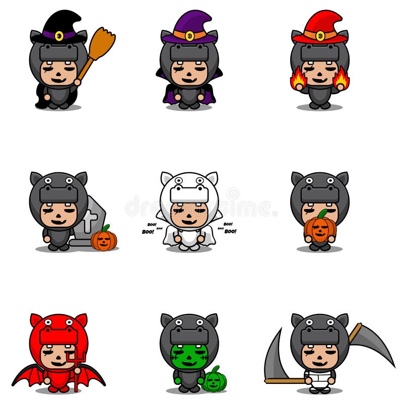 Fascio di mascotte alloween hippopotamus royalty illustrazione gratis
