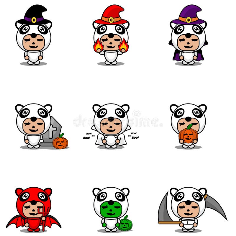Fascio di mascotte costituito da un panda di alloween royalty illustrazione gratis