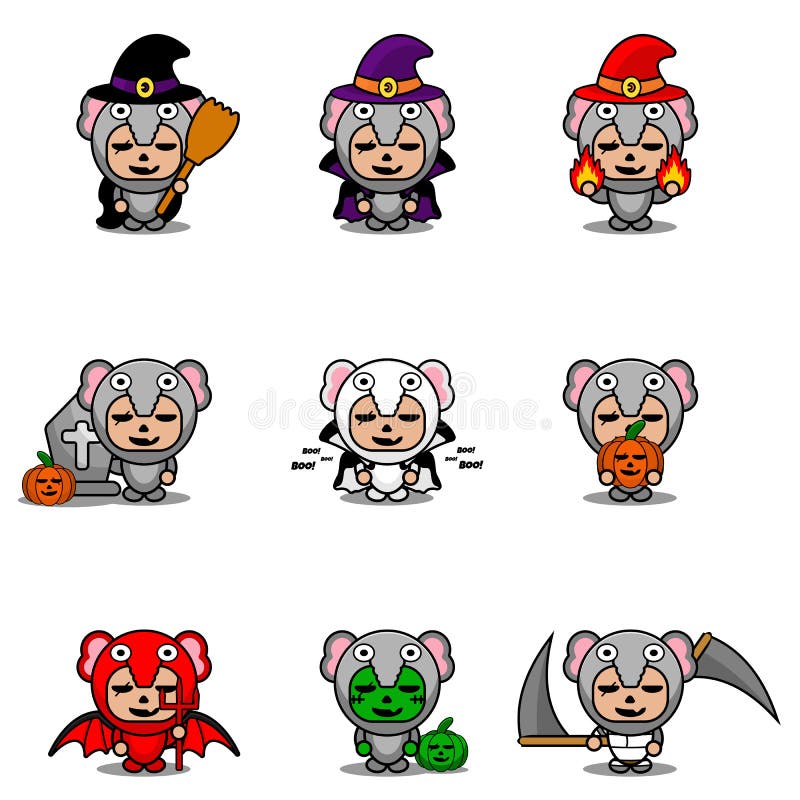 Fascio di mascotte di elefante alloween royalty illustrazione gratis