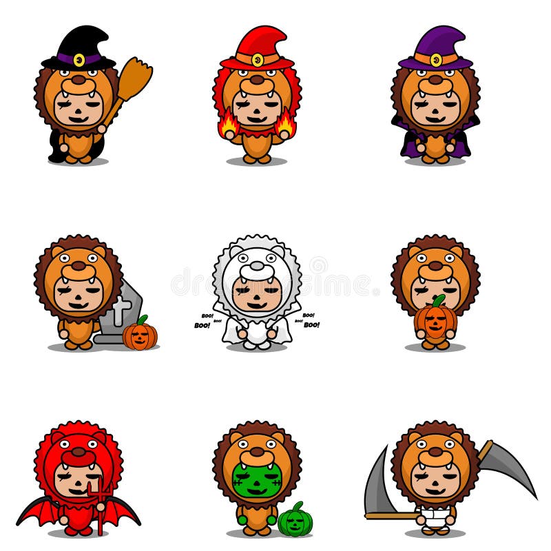 Fascio di mascotte di leone di alloween illustrazione vettoriale