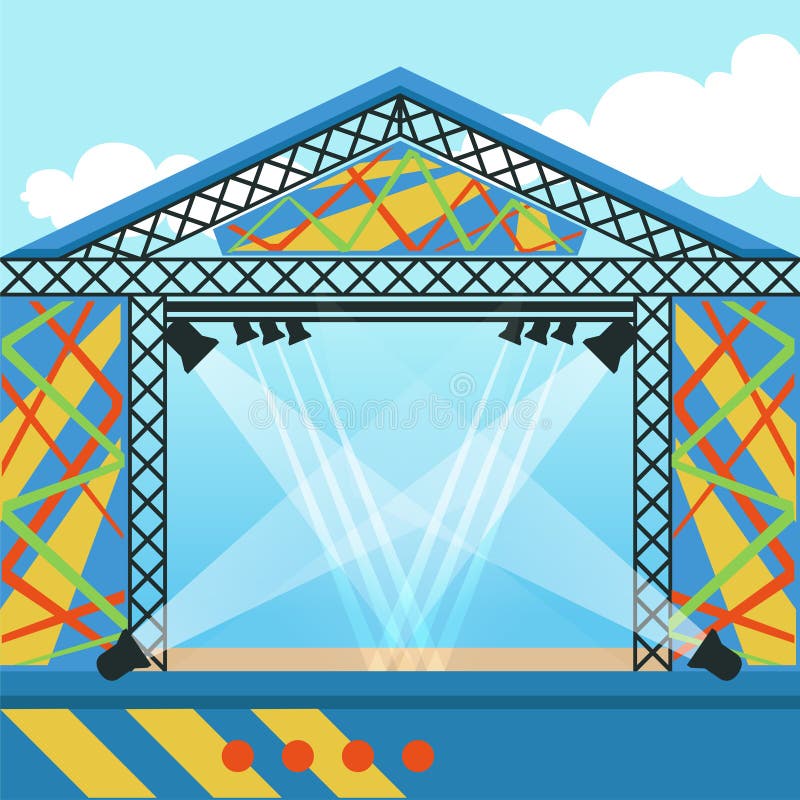 Fase per il festival dell'aria aperta, l'evento di musica o il concerto rock royalty illustrazione gratis Fase per il festival dell'aria aperta, l'evento di musica o il concerto rock royalty illustrazione gratis