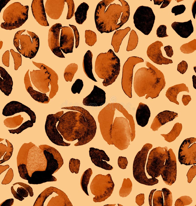 Fashion Animalistic Pattern of Leopard Skin Painted in Orange Shades ...