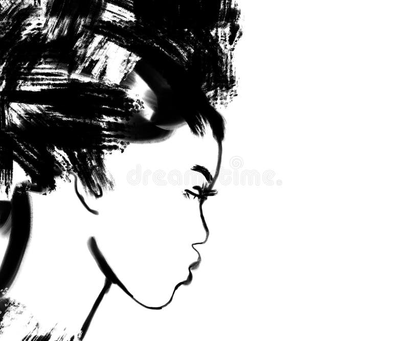 Fashion Background Painting Black And White Abstract Woman Face Stock Illustration Illustration Of Japanese American