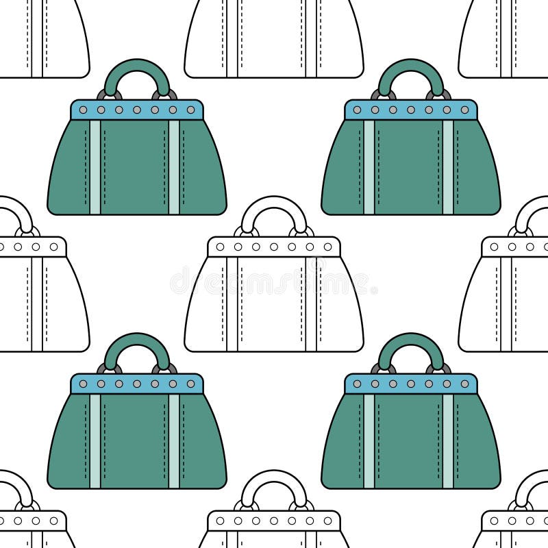 Fashion Bags. Seamless Illustration, Pattern for Coloring Book and Page