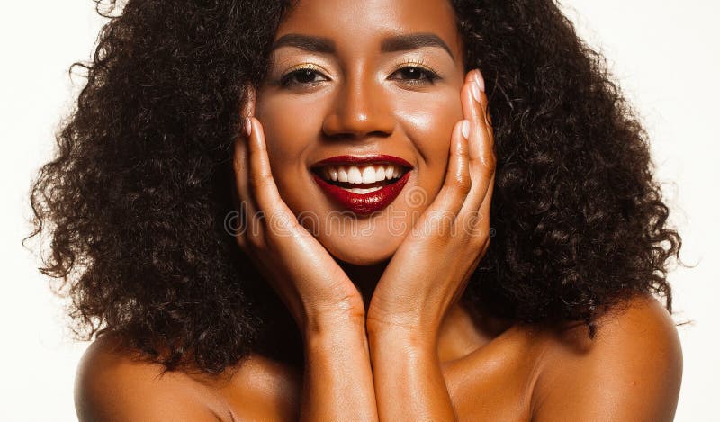 Fashion and beauty concept: attractive african american woman closeup portrait