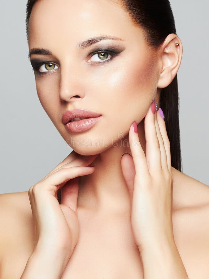 Fashion Beauty Portrait of Beautiful Girl Face. Professional Makeup. Vogue Style Woman royalty free stock image Fashion Beauty Portrait of Beautiful Girl Face. Professional Makeup. Vogue Style Woman royalty free stock image