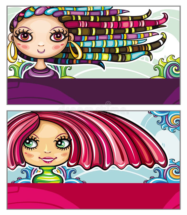 A Set of Cute Anime Girl with Different Expressions. Pink Hair, Big Green  Eyes Stock Vector - Illustration of head, design: 178762661