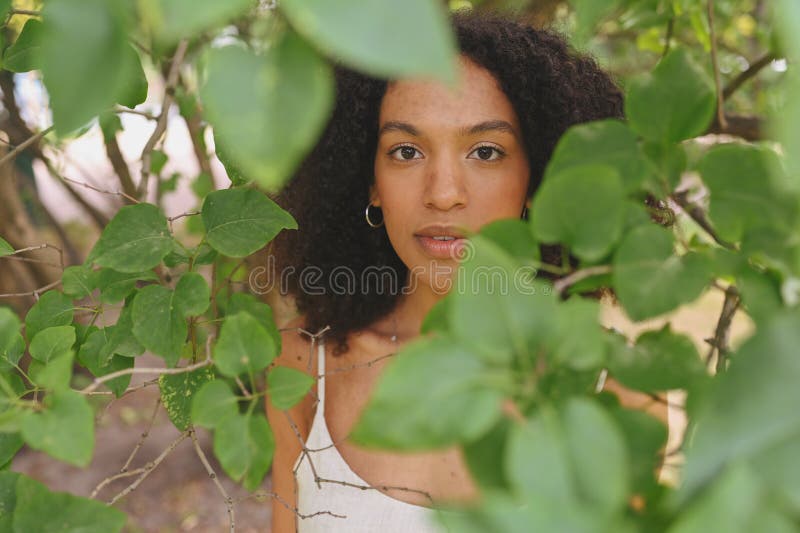 Fashion Close Up Portrait Of Sensual Attractive Young Naturally Beautiful African American Woman