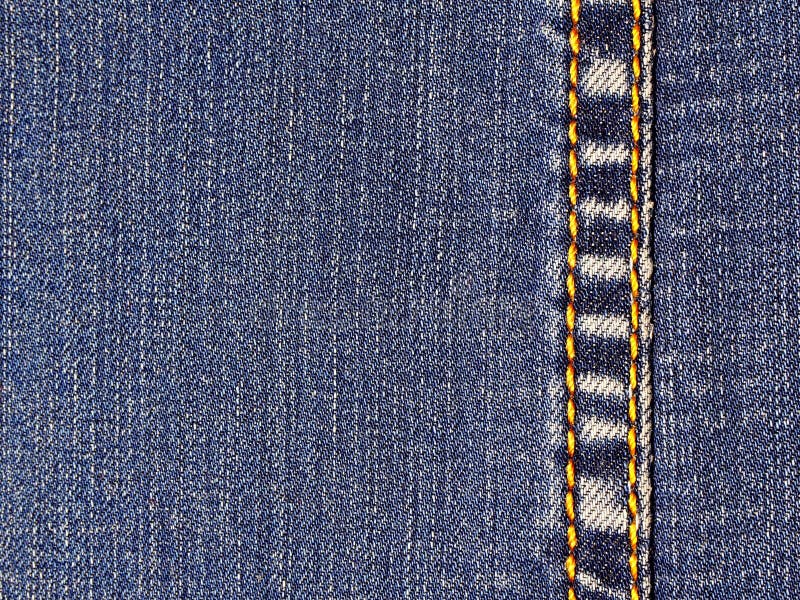 An Element Of Jeans Clothes. A Seam Of Yellow Thread On Right. Stock ...