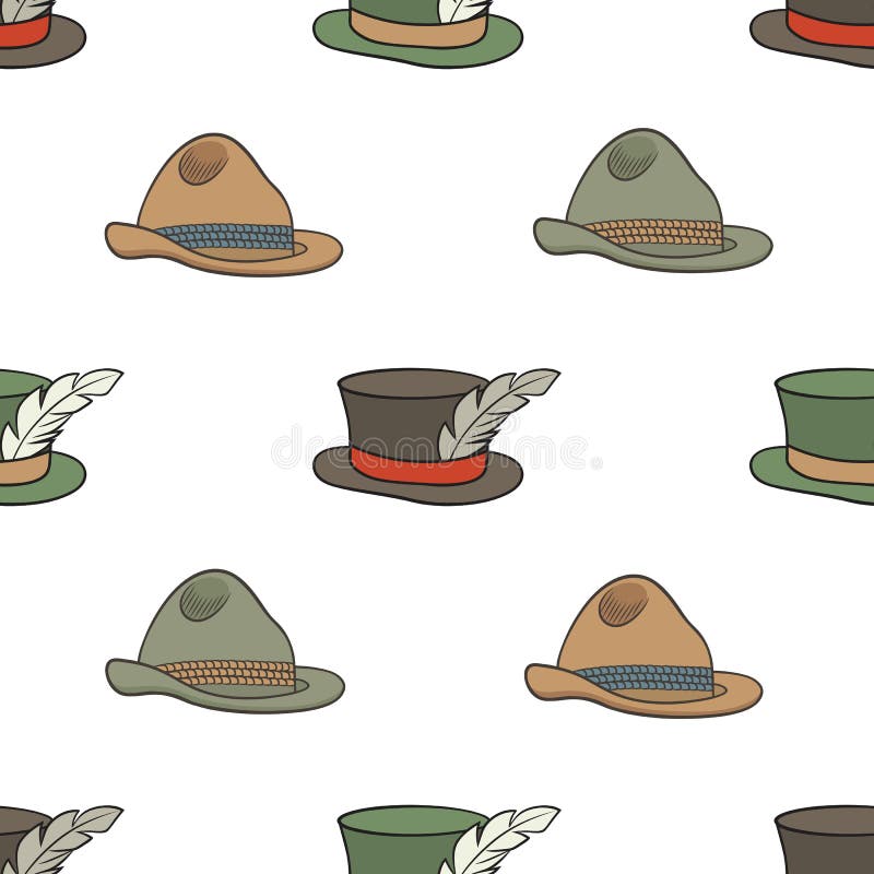 Vector Graphic Seamless Pattern with Various Hats Stock Vector
