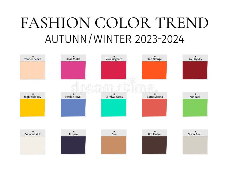 Fashion Color Trend Autumn Winter 2023 2024. Trendy Colors Palette