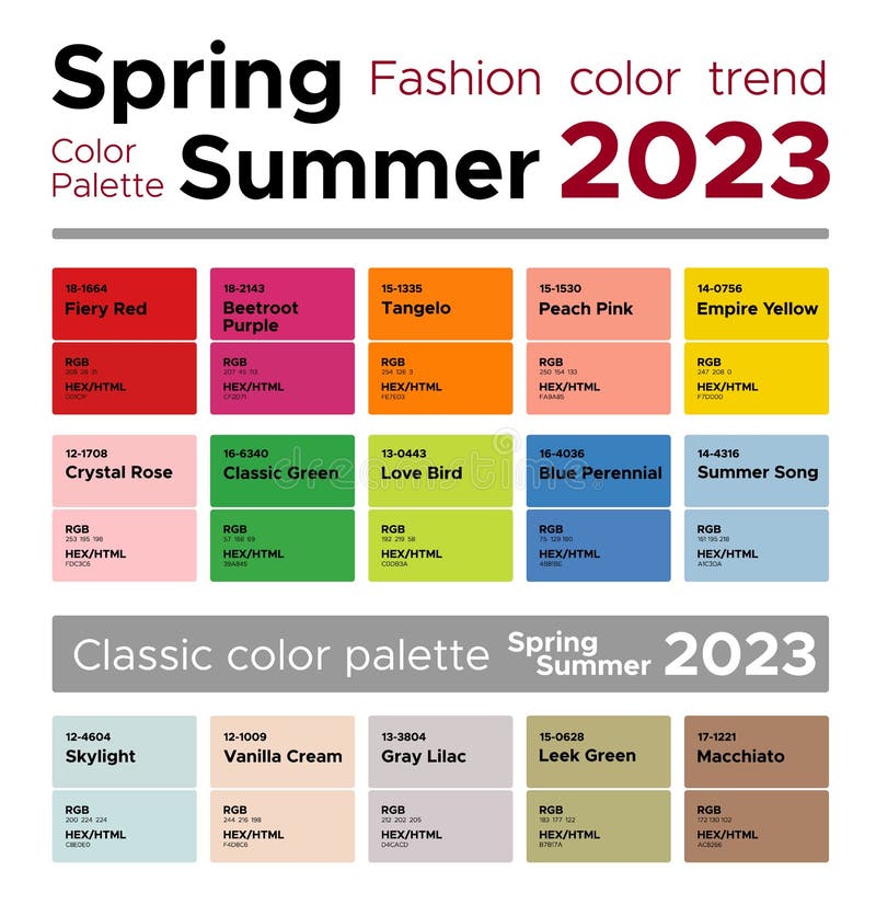 Fashion Color Trends Spring Summer 2023. Palette Fashion Colors Guide