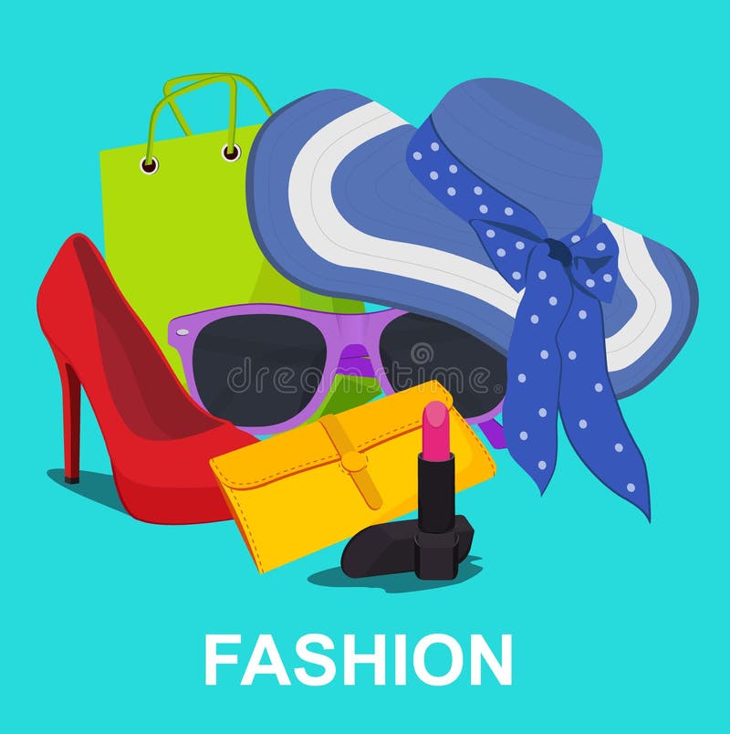 Fashion Concept, Ladies Accessories, Vector Illustration Stock Vector