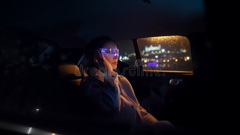 Fashion cyberpunk girl drive a supercar asian woman with future